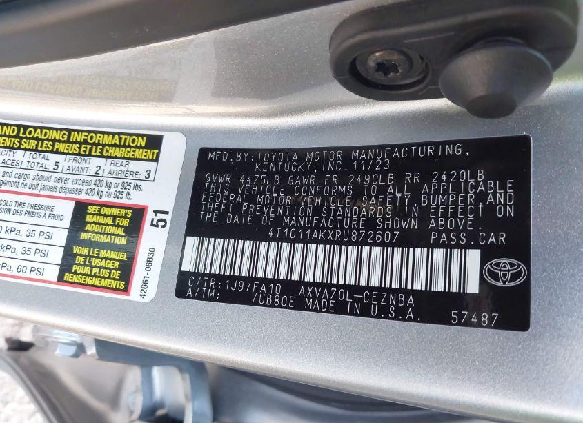 Photo 9 of 2024 Toyota Camry LE (VIN 4T1C11AKXRU872607)