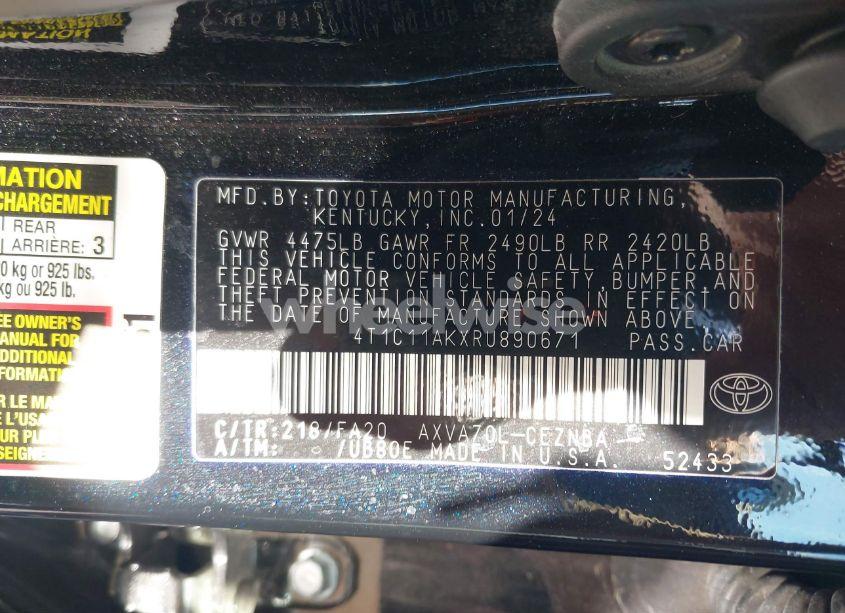 Photo 9 of 2024 Toyota Camry LE (VIN 4T1C11AKXRU890671)