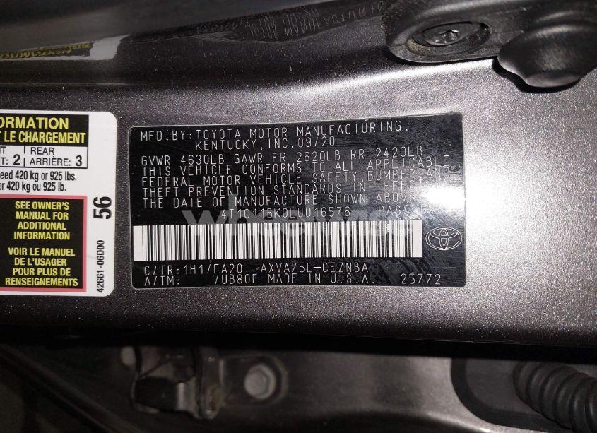 Photo 9 of 2020 Toyota Camry LE AWD (VIN 4T1C11BK0LU016576)