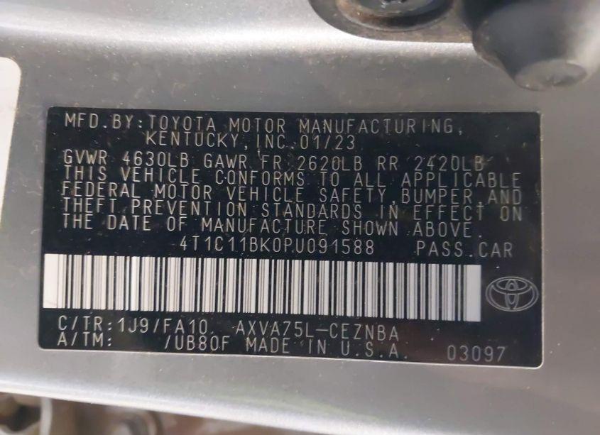 Photo 9 of 2023 Toyota Camry LE (VIN 4T1C11BK0PU091588)