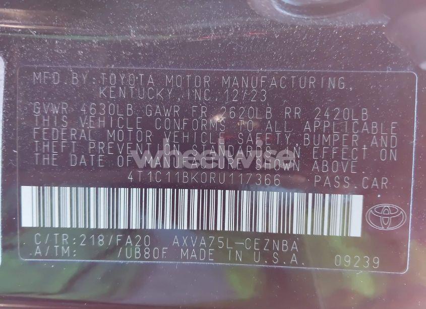 Photo 9 of 2024 Toyota Camry (VIN 4T1C11BK0RU117366)
