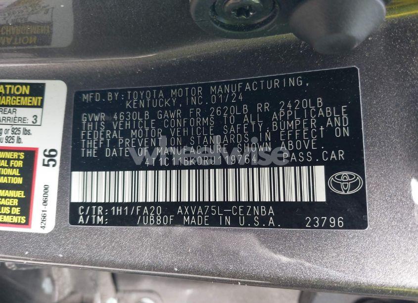 Photo 9 of 2024 Toyota Camry LE (VIN 4T1C11BK0RU119764)
