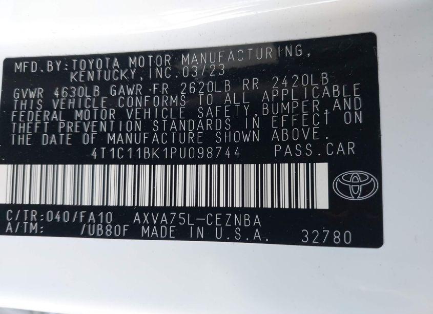 Photo 9 of 2023 Toyota Camry LE (VIN 4T1C11BK1PU098744)