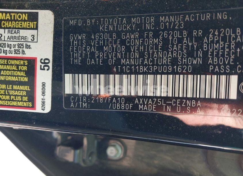 Photo 9 of 2023 Toyota Camry LE (VIN 4T1C11BK3PU091620)