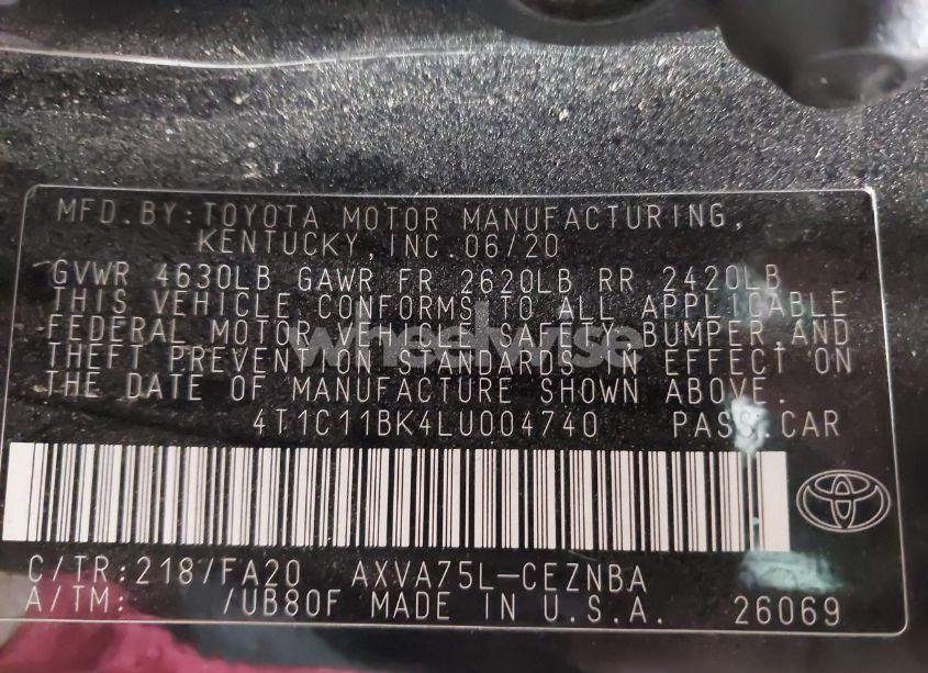 Photo 9 of 2020 Toyota Camry LE AWD (VIN 4T1C11BK4LU004740)