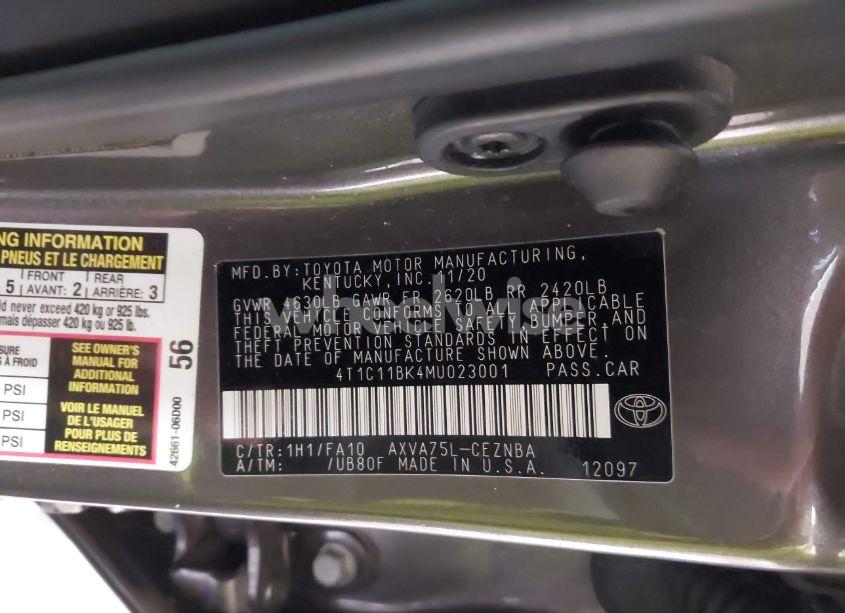 Photo 9 of 2021 Toyota Camry LE AWD (VIN 4T1C11BK4MU023001)