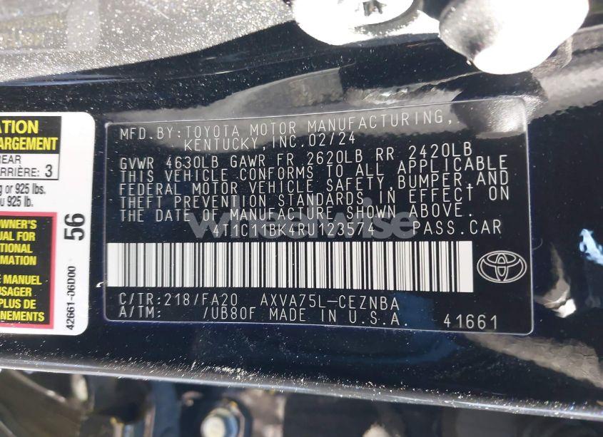 Photo 9 of 2024 Toyota Camry LE (VIN 4T1C11BK4RU123574)