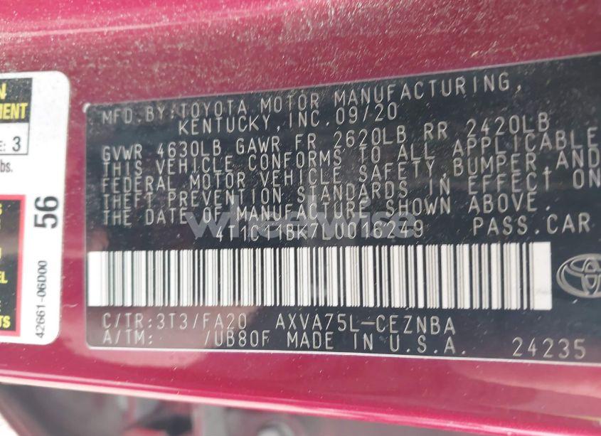 Photo 9 of 2020 Toyota Camry LE AWD (VIN 4T1C11BK7LU016249)