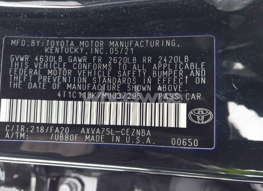 Photo 9 of 2021 Toyota Camry LE AWD (VIN 4T1C11BK7MU037295)