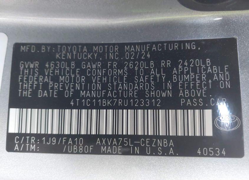 Photo 9 of 2024 Toyota Camry LE (VIN 4T1C11BK7RU123312)