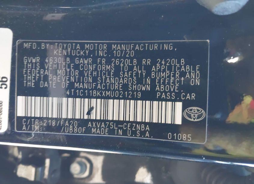 Photo 9 of 2021 Toyota Camry LE AWD (VIN 4T1C11BKXMU021219)