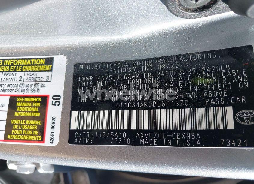 Photo 9 of 2023 Toyota Camry LE HYBRID (VIN 4T1C31AK0PU601370)