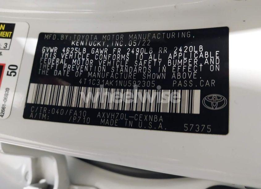 Photo 9 of 2022 Toyota Camry LE HYBRID (VIN 4T1C31AK1NU592305)