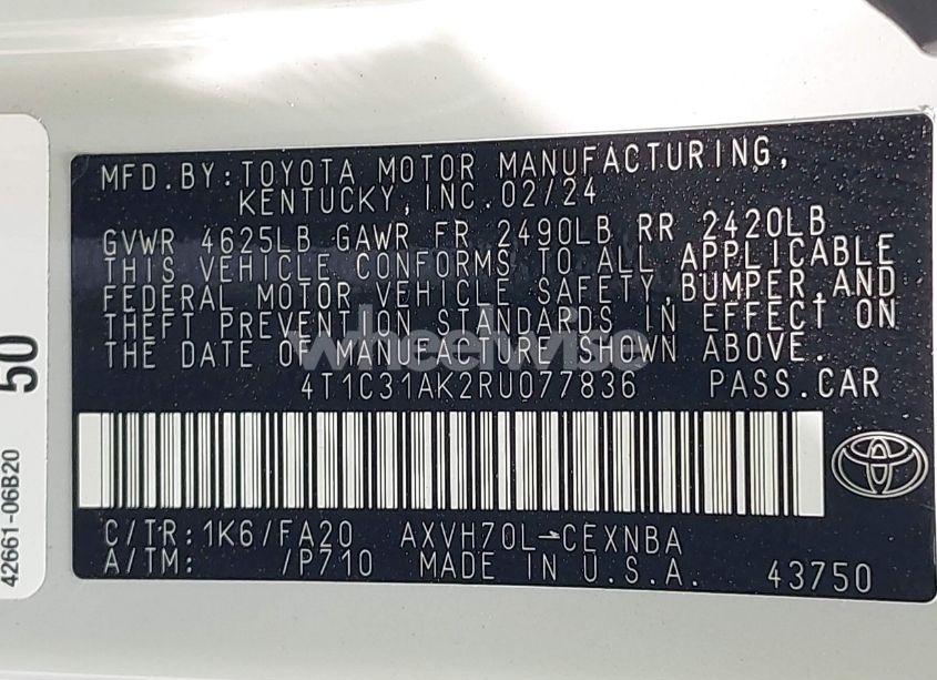 Photo 9 of 2024 Toyota Camry HYBRID LE (VIN 4T1C31AK2RU077836)