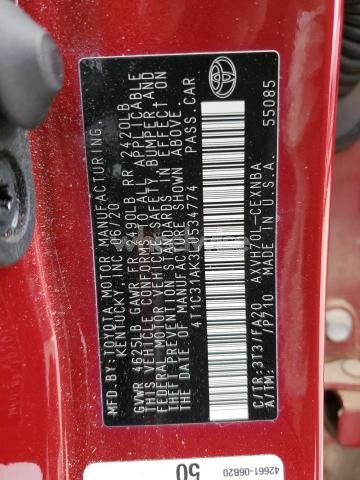 Photo 7 of 2020 TOYOTA CAMRY LE (VIN 4T1C31AK3LU534774)