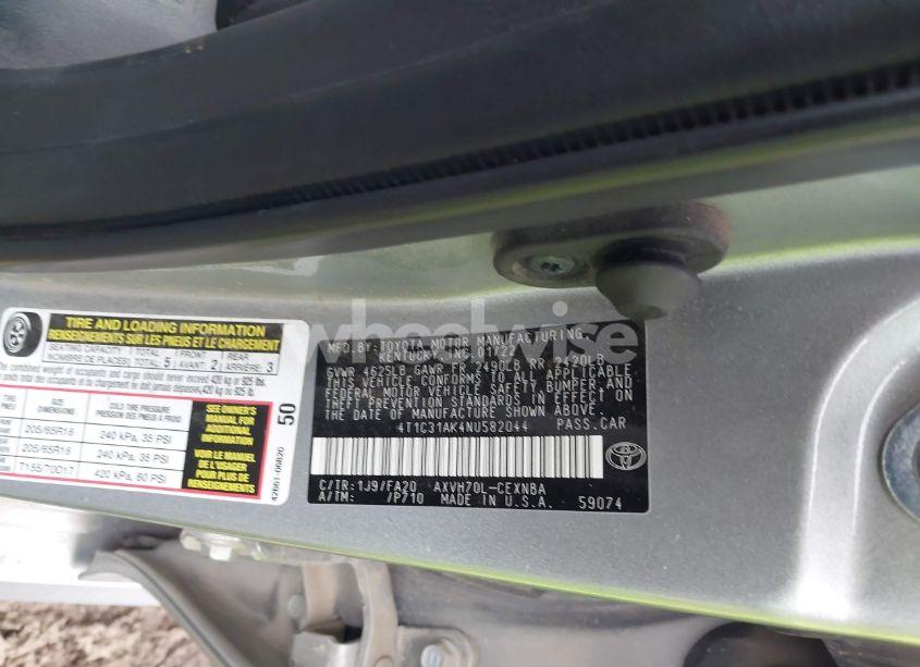 Photo 9 of 2022 Toyota Camry LE HYBRID (VIN 4T1C31AK4NU582044)