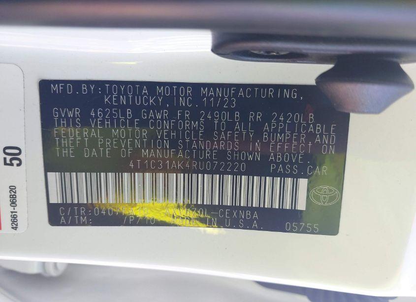 Photo 9 of 2024 Toyota Camry HYBRID LE (VIN 4T1C31AK4RU072220)