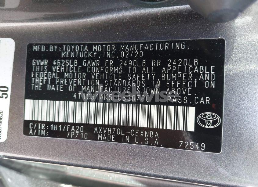 Photo 9 of 2020 Toyota Camry LE HYBRID (VIN 4T1C31AK5LU530760)