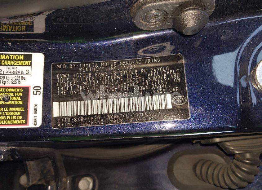 Photo 9 of 2021 Toyota Camry LE HYBRID (VIN 4T1C31AK5MU552534)