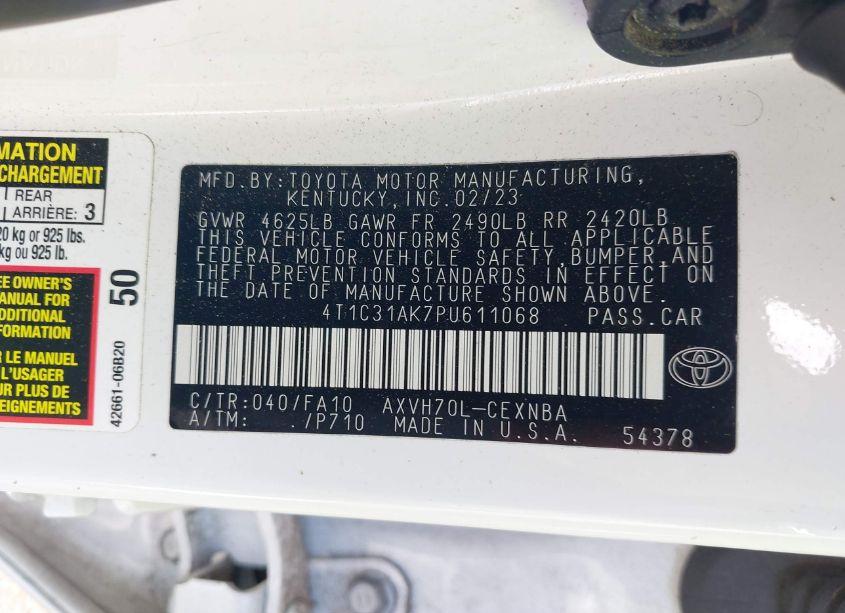 Photo 9 of 2023 Toyota Camry LE HYBRID (VIN 4T1C31AK7PU611068)