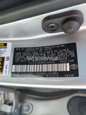 2021 TOYOTA CAMRY LE (VIN 4T1C31AK8MU549059) main photo