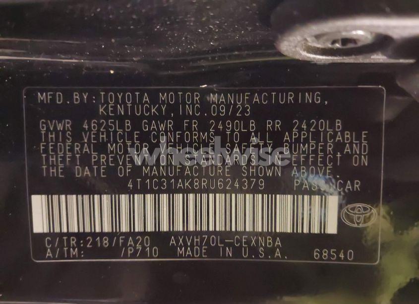 Photo 9 of 2024 Toyota Camry HYBRID LE (VIN 4T1C31AK8RU624379)