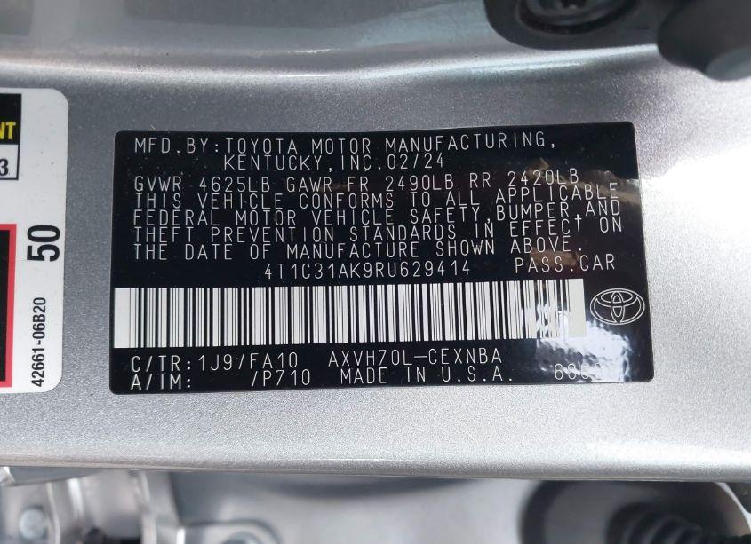 Photo 9 of 2024 Toyota Camry HYBRID LE (VIN 4T1C31AK9RU629414)