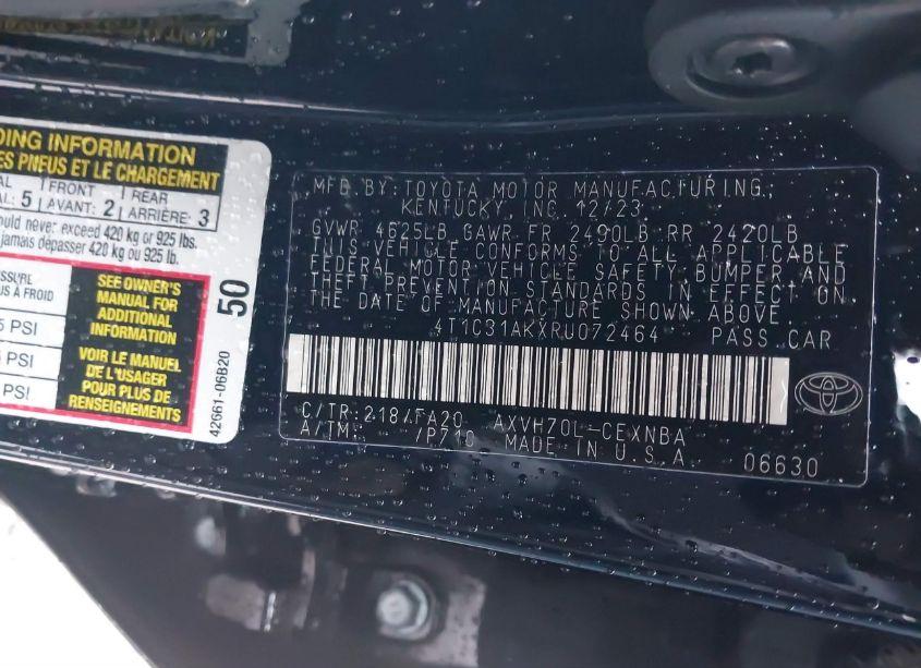 Photo 9 of 2024 Toyota Camry HYBRID LE (VIN 4T1C31AKXRU072464)