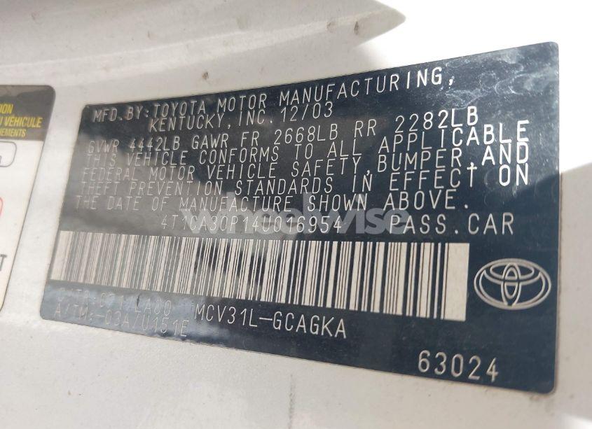 Photo 9 of 2004 Toyota Camry SOLARA SLE V6 (VIN 4T1CA30P14U016954)