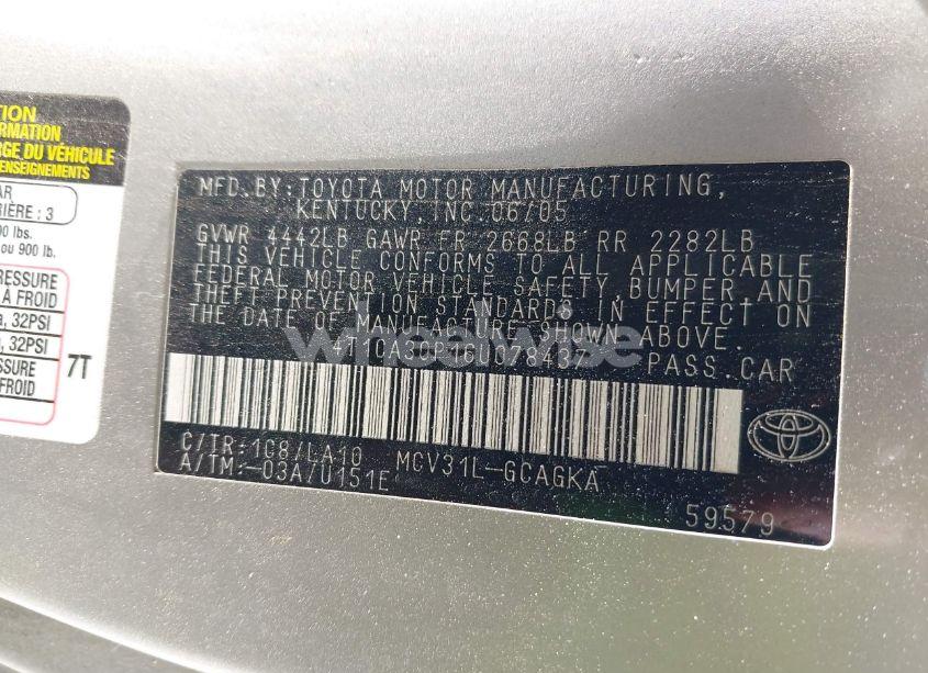 Photo 9 of 2006 Toyota Camry SOLARA SLE V6 (VIN 4T1CA30P16U078437)
