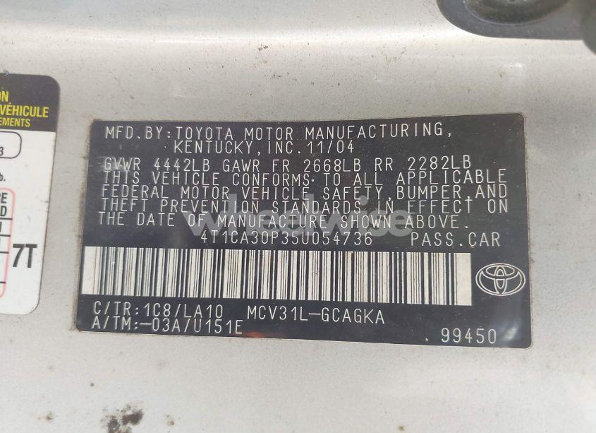 Photo 9 of 2005 Toyota Camry SOLARA SLE V6 (VIN 4T1CA30P35U054736)
