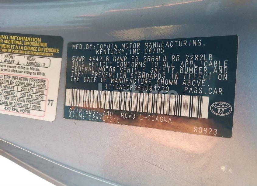 Photo 9 of 2006 Toyota Camry SOLARA SLE V6 (VIN 4T1CA30P36U081730)