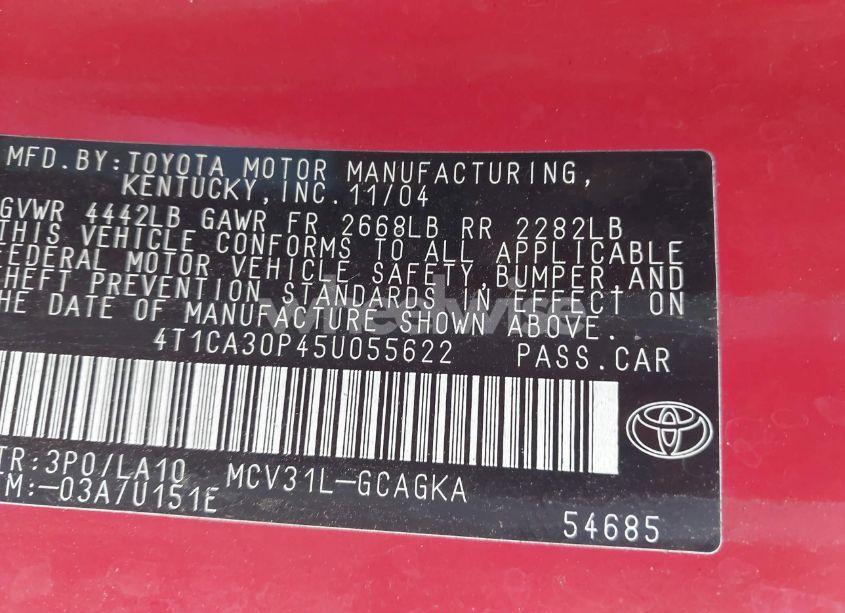 Photo 9 of 2005 Toyota Camry SOLARA SLE V6 (VIN 4T1CA30P45U055622)