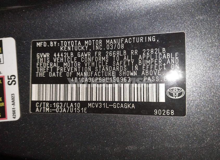 Photo 9 of 2008 Toyota Camry SOLARA SLE V6 (VIN 4T1CA30P68U150963)