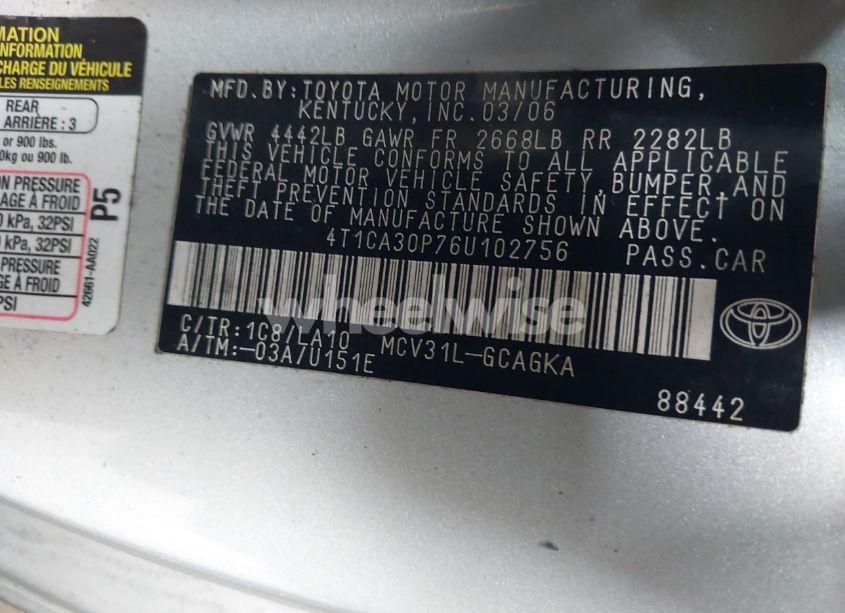 Photo 9 of 2006 Toyota Camry SOLARA SLE V6 (VIN 4T1CA30P76U102756)