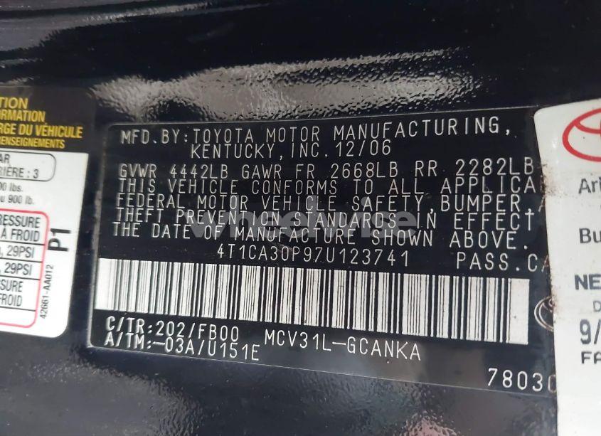 Photo 9 of 2007 Toyota Camry SOLARA SE V6 (VIN 4T1CA30P97U123741)