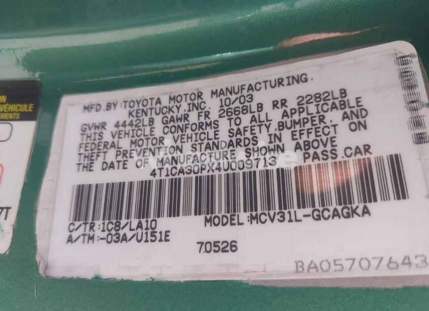 Photo 9 of 2004 Toyota Camry SOLARA SLE V6 (VIN 4T1CA30PX4U009713)