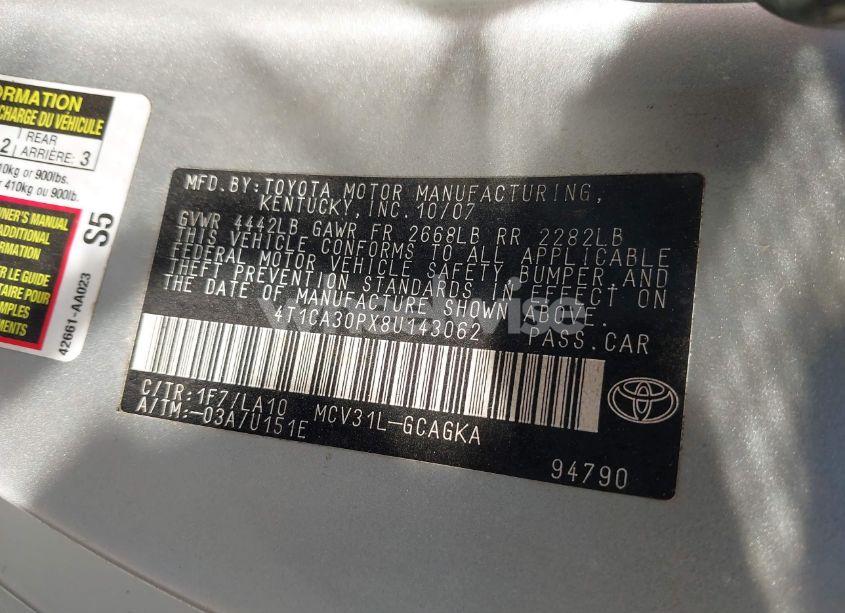 Photo 9 of 2008 Toyota Camry SOLARA SLE V6 (VIN 4T1CA30PX8U143062)