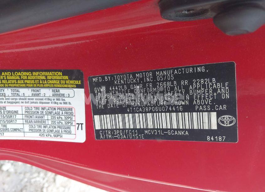 Photo 9 of 2006 Toyota Camry SOLARA SE SPORT V6 (VIN 4T1CA38P06U074416)