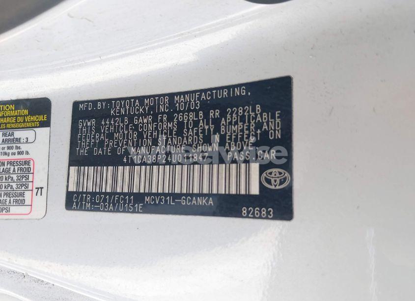 Photo 9 of 2004 Toyota Camry SOLARA SE SPORT V6 (VIN 4T1CA38P24U011847)