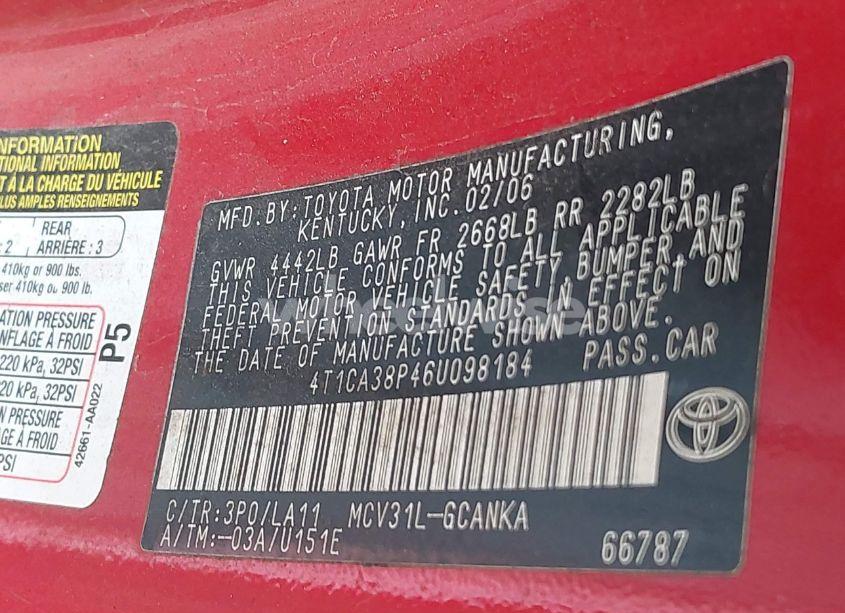 Photo 9 of 2006 Toyota Camry SOLARA SE SPORT V6 (VIN 4T1CA38P46U098184)