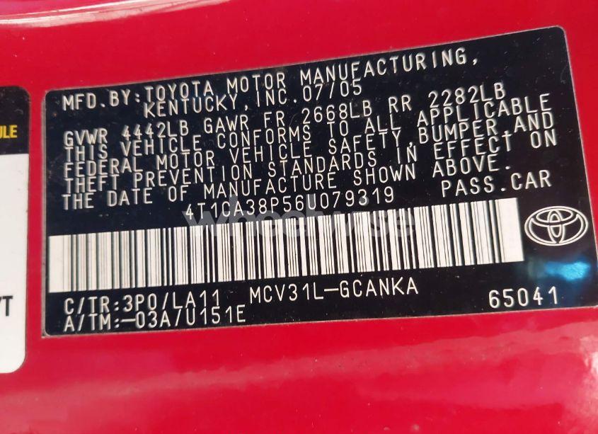 Photo 9 of 2006 Toyota Camry SOLARA SE SPORT V6 (VIN 4T1CA38P56U079319)