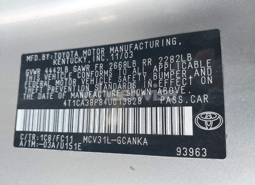 Photo 9 of 2004 Toyota Camry SOLARA SE SPORT V6 (VIN 4T1CA38P84U013828)