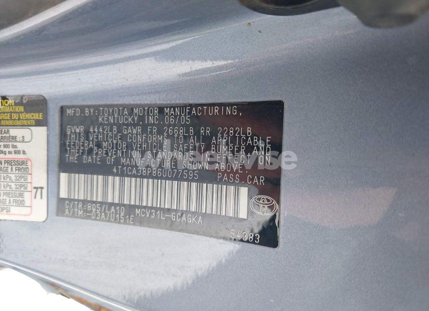 Photo 9 of 2006 Toyota Camry SOLARA SLE V6 (VIN 4T1CA38P86U077595)