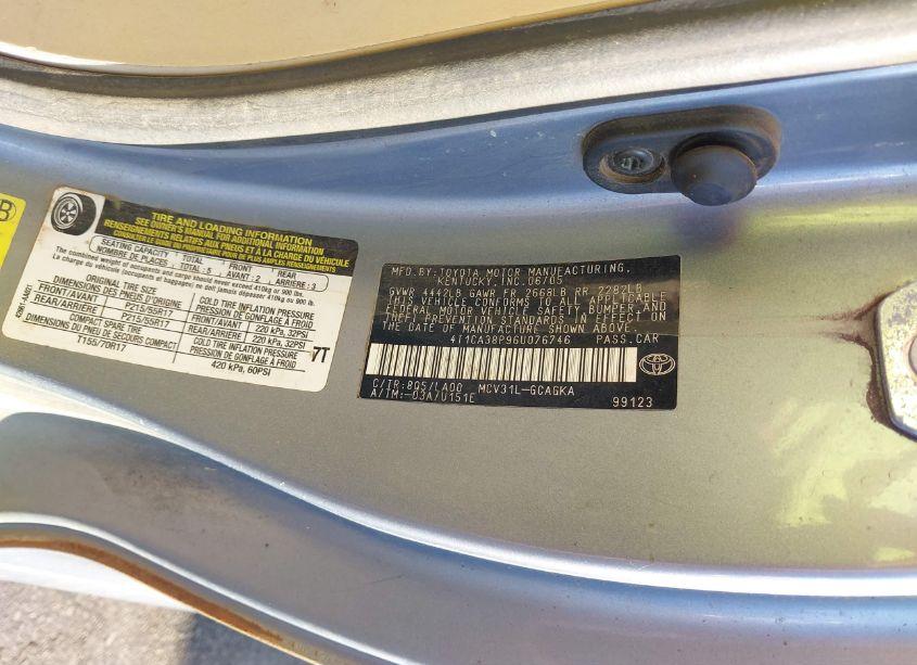 Photo 9 of 2006 Toyota Camry SOLARA SLE V6 (VIN 4T1CA38P96U076746)