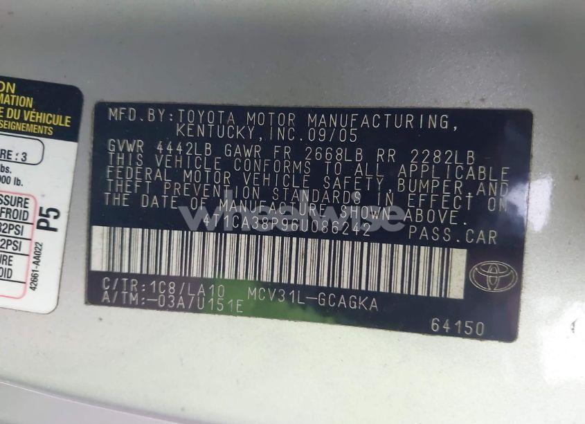 Photo 9 of 2006 Toyota Camry SOLARA SLE V6 (VIN 4T1CA38P96U086242)