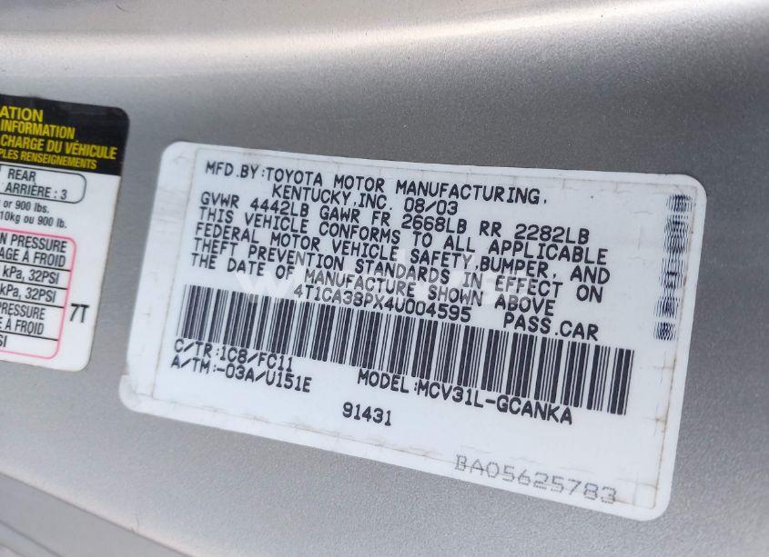 Photo 9 of 2004 Toyota Camry SOLARA SE SPORT V6 (VIN 4T1CA38PX4U004595)