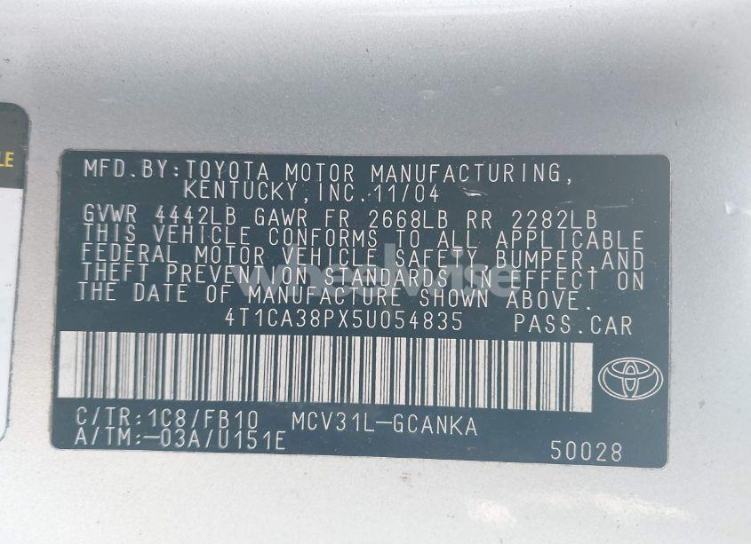 Photo 9 of 2005 Toyota Camry SOLARA SE V6 (VIN 4T1CA38PX5U054835)