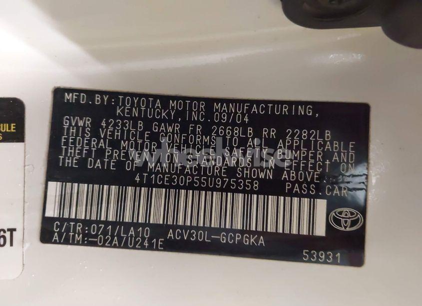 Photo 9 of 2005 Toyota Camry SOLARA SLE (VIN 4T1CE30P55U975358)