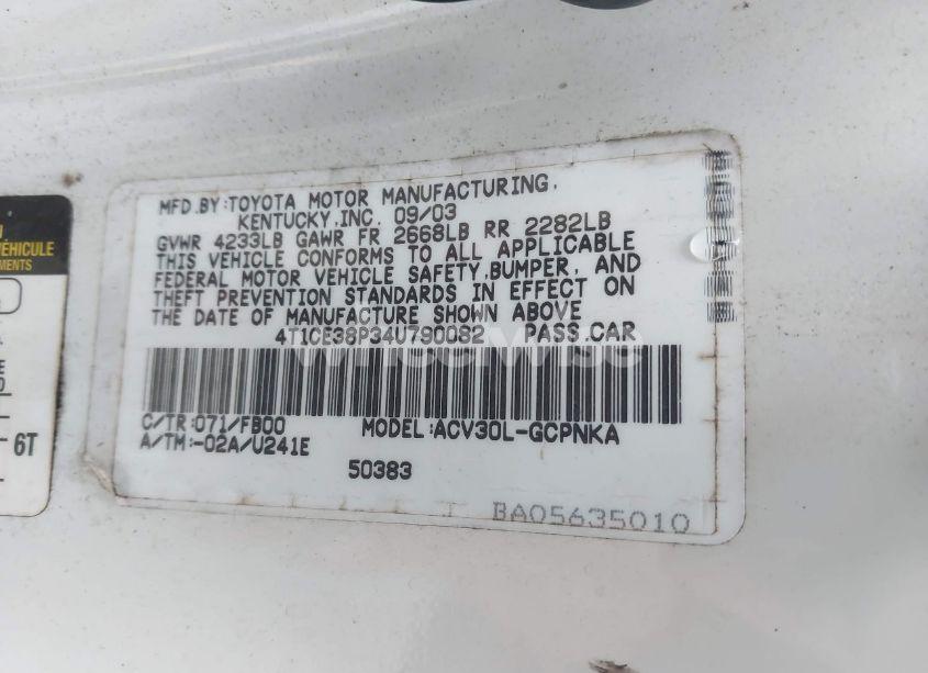 Photo 9 of 2004 Toyota Camry SOLARA SE (VIN 4T1CE38P34U790082)